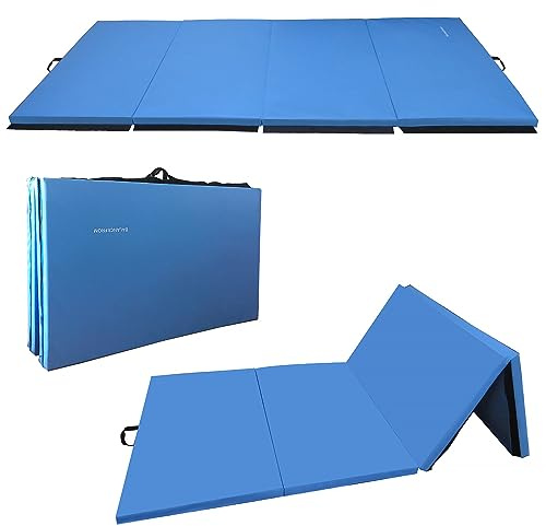 Fitvids All Purpose 4'x8'x2 Extra Thick High Density Anti Tear Gymnastics Gym Folding Exercise Aerobics Mats – Multiple Colors Available – Retail Package – Blue