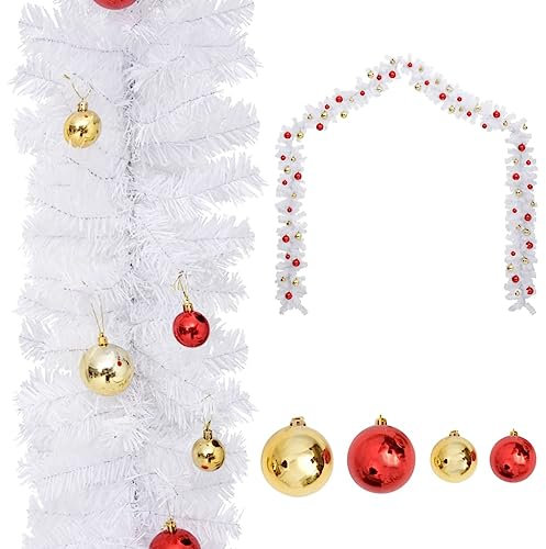 SKM Weihnachtsgirlande Geschmückt mit Kugeln Weiß 10 m, Weight: 4.3 kg, 340735