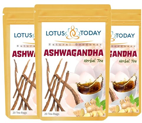 lotustoday Tè Ashwagandha Premium: rilassati, ringiovanisci il relax, miscela di tè alle erbe notturne