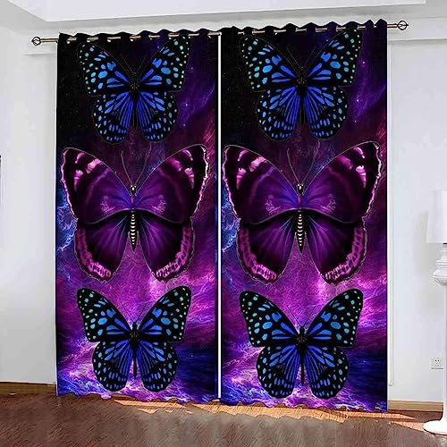 3D Vorhang Blickdicht Schmetterling Farbe 100% Polyesterfaser Wohnkultur Druck Kinder Vorhang Schlafzimmer Wohnzimmer/Uv-Schutz/Schalldämmung/S