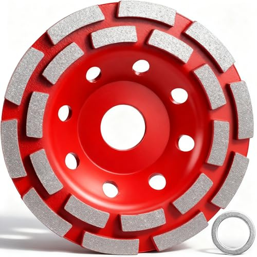 HATANSE Diamant Schleiftopf 125 x 22,23 mm, Doppelreihig für Beton, Rot | Diamantschleiftopf, Topfschleifer und Schleifscheibe für Beton, Naturstein, Fliesenkleber, Granit, Mauerwerk