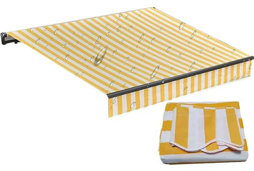 ILOOXI Ersatzstoff Mit Volant, Wasserabweisend Markisestoff Markisentuch, Markisenbespannung Markisenstoff, Markisevolant Für Markise, Ohne Rahmen(16x5ft-5x1.5m)