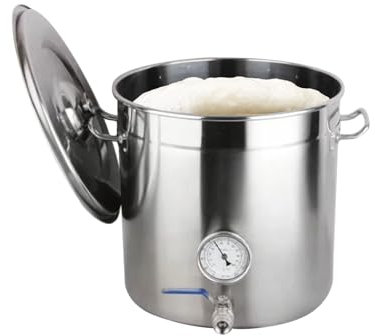 AIZYR Hervidor De Cerveza Casero De Acero Inoxidable Barril De Cerveza Olla De Caldo, Dispensador Kegerator para Cerveza con Termómetro Grifo Barril De Fermentación De Cerveza.,50X50cm