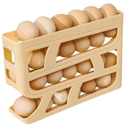 Distributeur d'œufs – Boîte à œufs enroulable automatiquement à 4 niveaux | Distributeur d'œufs de comptoir, plateau de rangement d'œufs pour réfrigérateur, garde-manger, cuisine, plateau à œufs pour