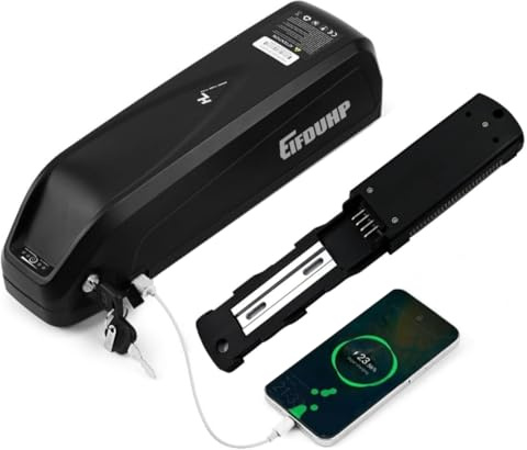 Batería Ebike 48V 13Ah con Cargador Placa Base 4 Pin para 250W-1000W Motor, Batería Iones de Litio Bicicleta Eléctrica para Bafang TongSheng MiFa Phylion Kit Conversión Ebike