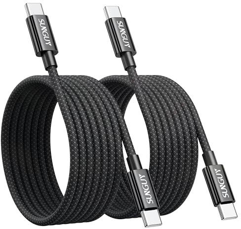 SUNGUY Cable USB C Vers USB C, 2 Pièces 2M 60W Charge Rapide, Pour Galaxy S24 S23, Xiaomi, Google Pixel, iPad Pro 2022, MacBook Pro - Noir