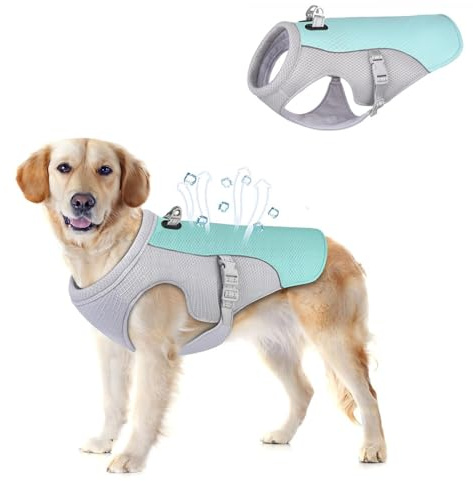 Voarge Gilet de refroidissement pour chiens, Gilet de refroidissement léger, Gilet de sécurité respirant réfléchissant pour petits et moyens, Protection UV Gilet de refroidissement pour chiens, XL