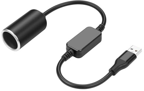 GINTOOYUN 24 W USB A hane till 12 V cigarett cigarettändare boosterströmkabel adapter för Dash Cam, GPS, bil led-ljusremsor och annan fordonselektronik (0,98 ft/0,3 M)