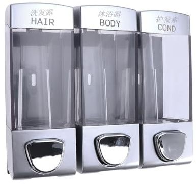 MAGICLULU Dispenser Sapone Parete Con Uscite Erogatore Di Shampoo e Gel Doccia Pompa Per Lozione e Balsamo in Bagno e Cucina
