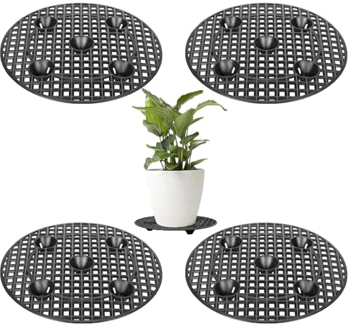 ORFCP 4 stycken blomkruksställ blomkruka underlägg dränage Mesh, växtstativ, dräneringsgaller, plast blomkruka nätdynor gallermatta rund för lnnen-balkong utomhus trädgård, 20 cm