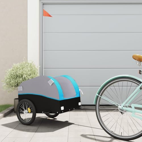 Somanki Fahrradanhänger Schwarz und Blau 30 kg Eisen, Fahrrad Anhänger, Lastenanhänger, Handwagen, Fahrrad-lastenanhänger, Lastenfahrrad - 94121