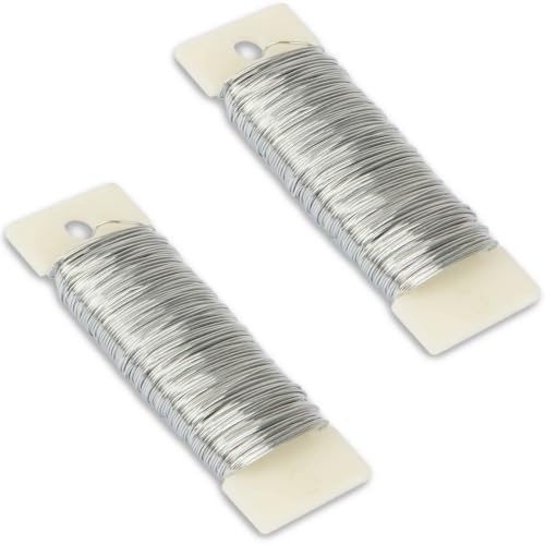 0,35mm x 100m Basteldraht Dünn, 2 Rollen Draht zum Basteln,Weihnachten Basteln Blumendraht Floristendraht,für Basteln Weihnachten Deko Handwerk Pflanzen Blumen (50m/Rolle)