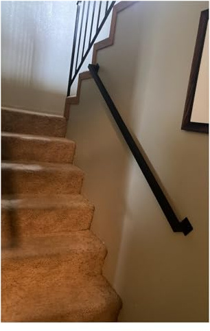Black Bannister Hand Rail for Stairs Metal Wall Mount Heavy Duty Staircase Handrail with Support Rods for Elderly and Kids Complete Set