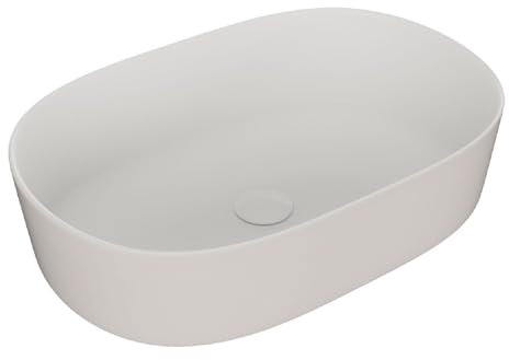 LEMONBATH Lavabo Sobre Encimera Ovalado Blanco Brillo - Medidas 50 x 34 x 12 cm - Lavabo de Ceramica para Mueble Baño y Aseo - Lavamanos Lavabo Sobre Encimera