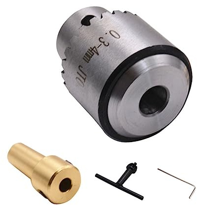 Mikro Schraubenschlüssel Bohrfutter 0, 3–4mm mit Schlüssel, 1 Satz | Edelstahl, Silber, Leicht und Verschleißfest, für Bohrmaschine und Fräsmaschine