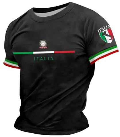 Vhersily Camiseta de hombre de manga corta con bandera italiana, camiseta íntima esencial para adultos, atletismo, correr, gimnasio, emblema Italia de la República Italiana Símbolo Souvenir Vacanza