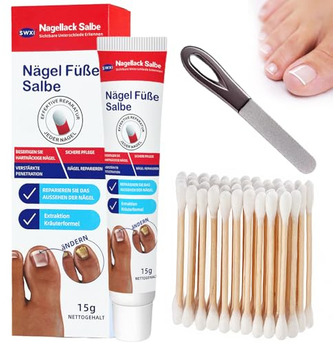 Nagelreparaturcreme 15g Nagelrevitalisierer Nagelpflege Creme für Aufbaucreme bei brüchigen, splitternden Nägeln mit Nagelfeilen und Wattestäbchen