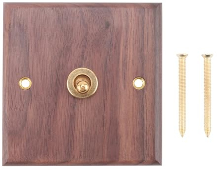 Bortivier Enchufe de Interruptor de Luz de Estilo Industrial Americano Retro, Placa de Interruptor de Palanca de LatóN de Madera Maciza, Interruptor de Estancia en Casa Antiguo (1)