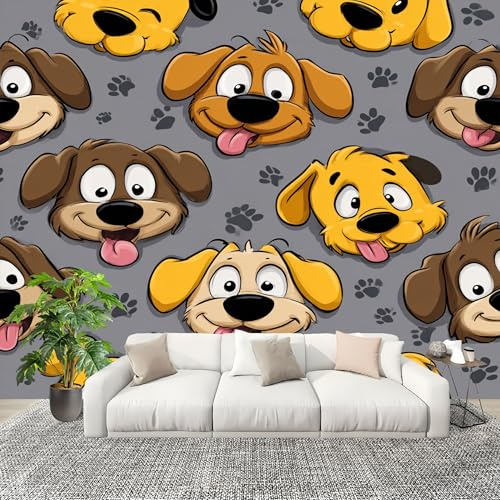 Dormitorio Papel Pintado Lindo Retrato de Cachorro Pared Panorámico 350x256 cm Animal Perro Fotomurales No Tejido, Póster Gigante de Pared Personalizado 3D Para Salón Fotomurales