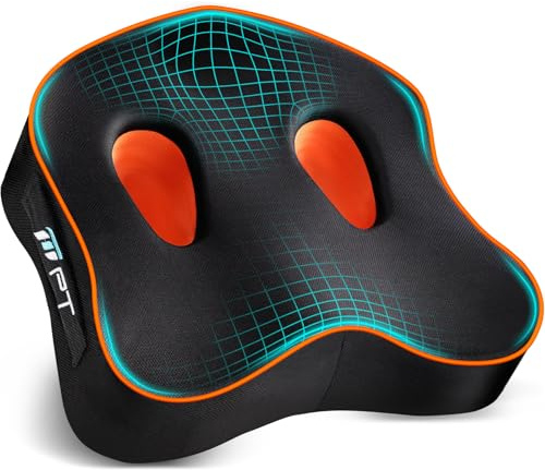 POOTACK Cuscino Sedia Ufficio - Cuscino per Sedile Auto e Ufficio in Memory Foam, Fodera Traspirante e Lavabile, Base Antiscivolo per Lunghe Sessioni e Viaggi
