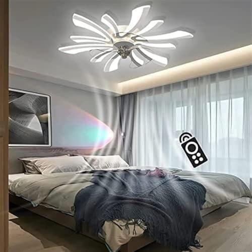 Lampadario, Ventilatore da soffitto dimmerabile a LED con Luce, Design Creativo Moderno, Lampada da soffitto, Ventilatore da soffitto con velocità del Vento Regolabile e Silenzioso (Bianco)