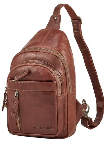 STILORD Montego 2-in-1 Sling Bag Herren Leder Brusttasche Schultertasche | Große Ledertasche Crossover Chest Bag Echtleder Umhängetasche Herrentasche zum Umhängen Farbe:maraska - braun
