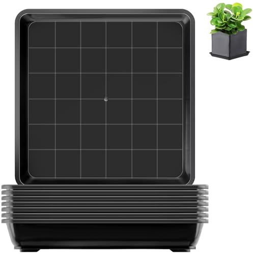 sturiz 8 Piezas Plato Maceta Cuadrado 15x15cm Plastico Negro Platos para Macetas Platos Macetas para Plantas de Interior Y Exterior