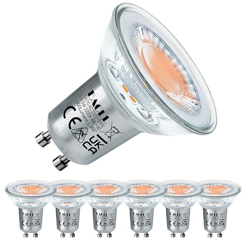 EACLL Ampoule LED GU10 Blanc Super Chaud 2200K, 3.5W Remplace Halogène 50W, Lot de 6, 300lm Non Dimmable, Projecteur sans Scintillement, Large Faisceau 360° Spot, PAR16 AC 230V Lampe à Réflecteur