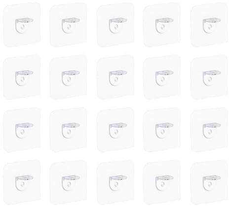 QUARKZMAN 20 Stück Regalhalterungen 25mm/0.98 Kunststoff Klebebefestigung Plastikhalterungen Regalstifte Regalclips Für Möbel Bücherregal Kleiderschrank Küchenschrank Transparent
