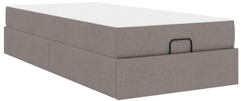 Ordellia Bed Frame with Mattress, 2-Piece, Taupe Fabric, 90 x 200 cm, Made of Plywood, Modern Design, with Integrated Storage Space, for Comfortable Bedroom, Durable Furniture