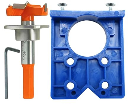 35mm Concealed Hinge Jig, Cabinet Hinge Drilling Guide with Forstner Drill Bit, Hinge Positioning Template for Kitchen Cabinet Doors & Furniture