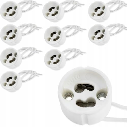ELHEDA 10er Set GU10 Fassung für LED und Halogen – Keramiksockel mit 15cm Silikonkabel 0,75mm² – Hochwertige Keramik Lampenfassung bis 250V 2A – ideal für Einbaustrahler, Deckenleuchten