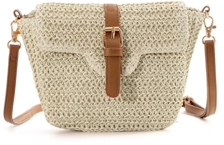 Freiesoldaten Bolso Bandolera de Paja para Mujer – Estilo Veraniego para Playa, Viajes y Vacaciones
