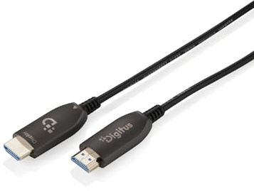 DIGITUS Cavo HDMI in fibra ottica – 100 m – UHD 8K 60Hz 4K 120Hz – HDMI 2.1 – 48 Gbps – eARC, HDR, HDCP 2.2, CEC – Cavo ibrido AOC – Contatti placcati in oro – Nero