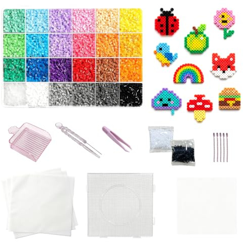Xinjiayi 8000 strykpärlor set strykpärlor pluggpärlor 2,6 mm mini strykpärlor blandade 24 färger för meditativ avkoppling gör-det-själv familjetid barn gåvor