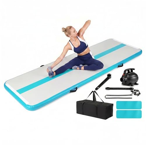 COSTWAY 3m Air Matte Track, Gymnastikmatte aufblasbar, Tumbling Matte inkl. elektrischer Luftpumpe & Tragetasche, Turnmatte 10 cm dicke, Trainingsmatte für Outdoor, Zuhause