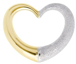 forme di Lucchetta - Verschiebbarer Herz Anhänger für Kette Gold Damen - 9 Karat 375 Gelbgold mit Sternenstaubeffekt, Geschenk Hochzeitstag - Liebe - Love