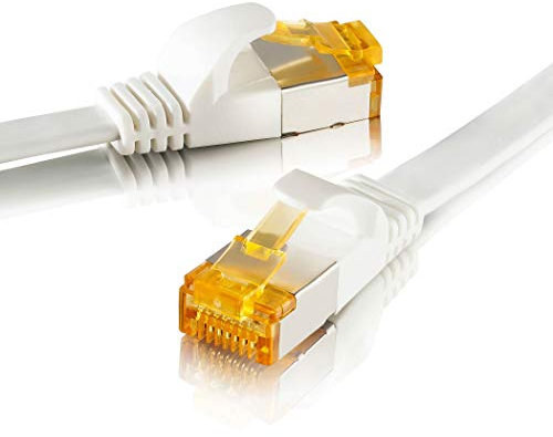 SEBSON Cable de red Ethernet 15m CAT 7 plano, LAN patch cable, 10Gbps, U-FTP apantallado, Conector RJ45 para Router, Ordenador, Módem, TV