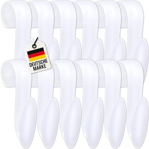 WELLGRO 12x Rundheizkörperhaken - Top Qualität MADE IN GERMANY - Haken für Handtuch - Heizkörperhaken - Handtuchhaken - Farbe wählbar, Farbe:Weiß