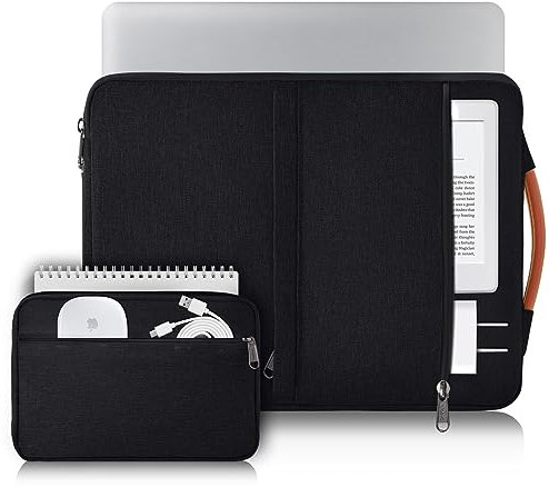 Voova Laptoptasche 15 15.6 16 Zoll (37×26,5×2,5CM) Laptophülle MacBook Hülle, Laptop Tasche Hülle mit Zubehörtasche für MacBook Pro 16-in.16 Acer Asus Dell MSI Schwarz