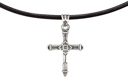 Mamma Bavaria Lederkette für Damen, Herren und Kinder mit 925er Silber Kreuz Anhänger klein, Leder Kette mit Kreuzanhänger aus Sterlingsilber, Schmuck Kreuzkette schwarz verstellbar ohne Verschluss
