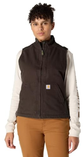 Carhartt Relaxed Fit Washed Duck Sherpa-lined Mock-neck Vest Gilet Donna (Pacco da 1)