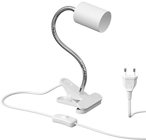 ledscom.de Klemmleuchte, Schwanenhals WAIKA, Schalter, weiß matt, 1x GU10 max. 15W