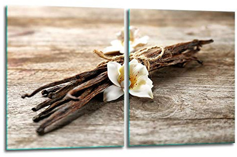 TMK | Lot de 2 plaques de recouvrement, 40 x 52 cm, couverture pour cuisinière en vitrocéramique, verre anti-éclaboussures, planche à découper décorative, bois fleur