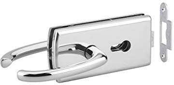 THIRARD - Boitier de serrure de milieu en applique à double entrée pour porte verre, réversible, avec béquille, 154x72mm, chromé