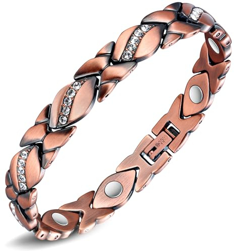 Jeracol Kupfer magnetarmband damen und Kupferring,armband damen mit ultrastarken Magneten zur Linderung von Arthritis, verstellbare Größe mit Entfernungswerkzeug und Geschenkbox,Energetix