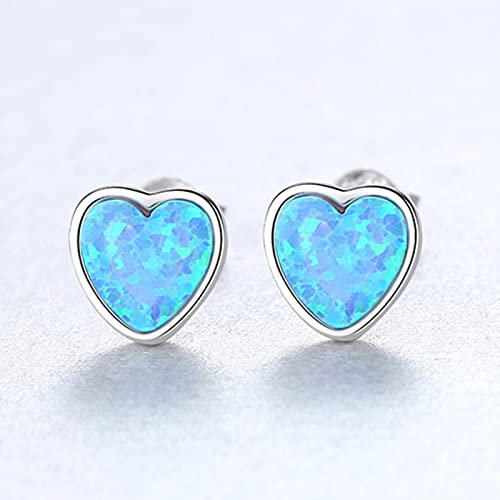 925 Sterling Silber Schöne Herz Ohrstecker Für Frauen DREI Farben Hell Opal Verlobung Ohrringe Feine Schmuck Geschenke