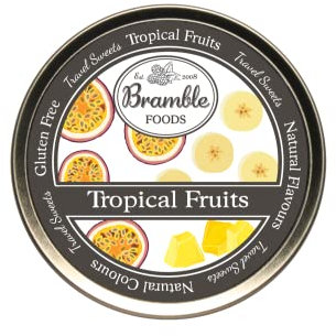 Bramble Foods Metalldose Englisch Harter Geschmack Tropische Früchte Bonbons - 1 x 200 Gramm