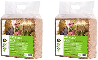 KOKOSFLORA Premium Kokoschips 50L Bigblock - Torffreie Erde für Zimmerpflanzen, Balkonkästen, Gartenbeete, Orchideen - 100% biologisch abbaubar (2 x 4.5 kg - 100 L)