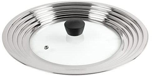 Kuhn Rikon, Tapa de Cristal y Acero Inoxidable Multiusos que se Adapta a Cualquier Olla o Sartén con Diámetro de 24 a 30 cm, Dispone de Visor para Ver los Alimentos, el Pomo se Mantiene Siempre Frío